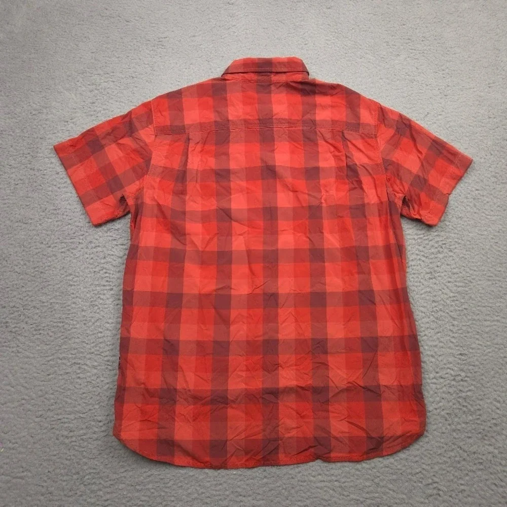 The North Face Monanock Shirt Mens Large Red Plaid Nylon Hiking Button Up